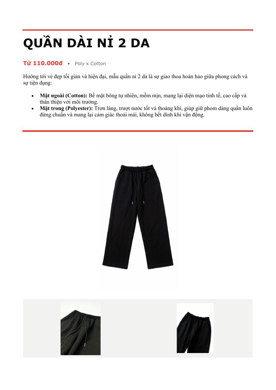 Quần dài nỉ 2 da poly cotton